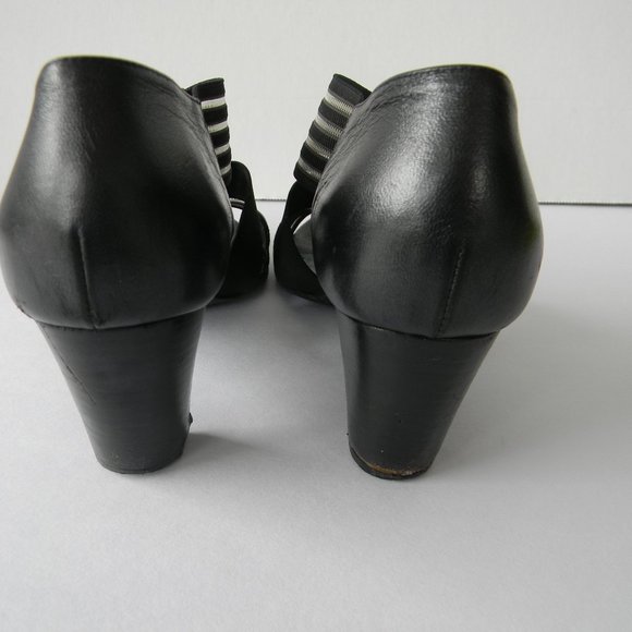 THIERRY RABOTIN MADE IN ITALY BLACK LEATHER OPEN TOE SANDALS SZ 37.5 - Picture 4 of 7